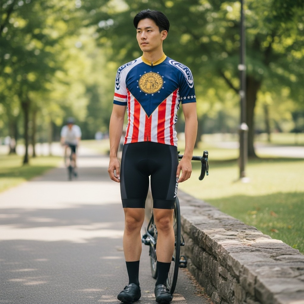 Verge Mens Size S Cycling Jersey State Of Georgia‎ Flag Bike Shirt Short Sleeve